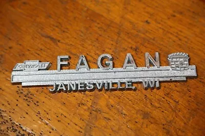 Vintage FAGAN Dealer Badge JANESVILLE Emblem Trim Chevy Bow Tie Cadillac • $27.30