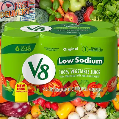 24 New Original V8 Low Sodium Original 100% Vegetable Juice 5.5 Oz. Atioxidants • $21.76