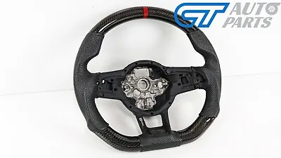 CF Leather Steering Wheel Black Stitching Red Line For VW Golf 7 MK7 7.5 R GTI • $385.40