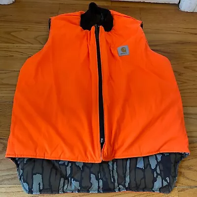 Carhartt Men's Insulated Orange & Camo Reversible Vest Sz Medium Hunting Vest • $30