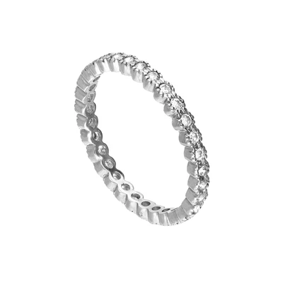 £119 • Buy 9ct White Gold & Clear CZ Crystal Full Eternity Stacking Ring Size I-U