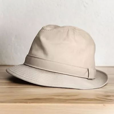 London Fog Vintage 1980's Men's Tan Fedora/Rain Hat Size Medium Made In USA • $15.95