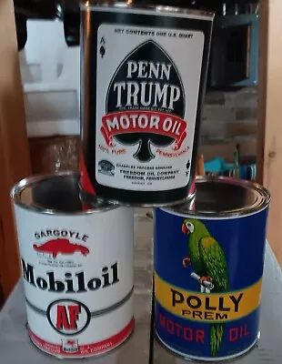 Oil Cans Penn Trump Mobiloil Polly  One Quart Display Shop Garage • $24.95