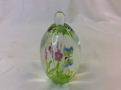 1980 Vitrix Glass M Buechner Perfume Bottle Dobber Clear Purple Flower Butterfly • $88