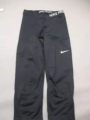 NIKE DRI-FIT PRO Size M Womens BLK Stretch Pull On Athletic Cropped Leggings 527 • $10