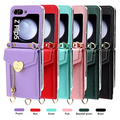 $22.85 • Buy For Samsung Z Flip 5 Z Flip 4 Flip 3 Rugged Stand Wallet Case Zipper Strap Cover