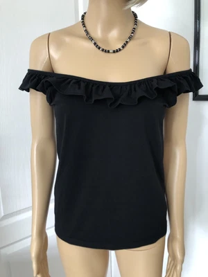 £4.50 • Buy Red Herring Size 14 (e 42) Black Summer Peasant Style Frilly Top In Perfect Cond