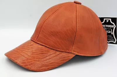 Saddle Tan 100% Genuine Lambskin Leather Baseball Cap Hat Sports Visor NWT • $15.89