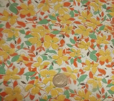 Vintage Feed Sack Feed Sack Fabric 32x40 Yellow Orange Floral • $20.60