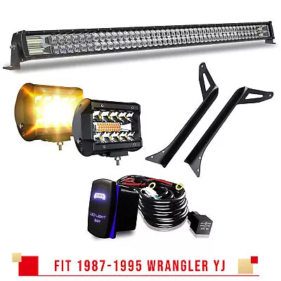 For 1987-95 Jeep Wrangler YJ Mounting Bracket 52  5D LED Light Bar + 4  Led Pods • $152.99