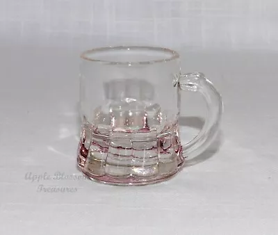 Vintage Federal Glass Mini Beer Mug Shot Glass Clear W/ Lavender Purple Bottom • $12