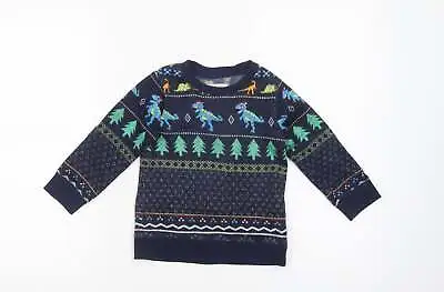 £3.50 • Buy Blue Zoo Boys Blue Crew Neck Fair Isle Polyester Pullover Jumper Size 2-3 Years 