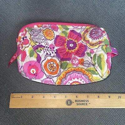 Vera Bradley Small Makeup Cosmetic Lined Zip Purse Bag Floral Pinks & Orange • $8