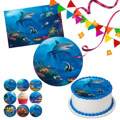 Fish Sea Aquarium Cake Topper Party Decoration Edible Birthday Gift Celebration • £6.49