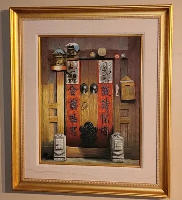 Vintage Asian Chinese Oil On Canvas Painting Signed 30x35  Signed In Chinese... • $125