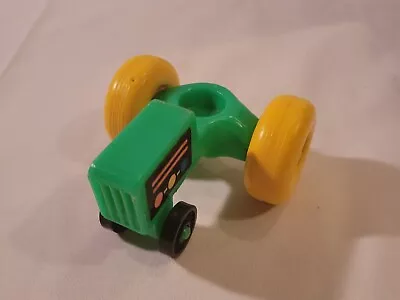 Vintage Fisher Price Toy Tractor Green With Yellow Wheels • $7.99