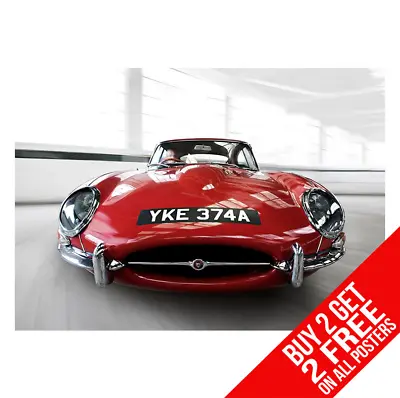 Jaguar E Type Vintage Car Poster Print A3 A4 Size -  Buy 2 Get Any 2 Free • £6.97