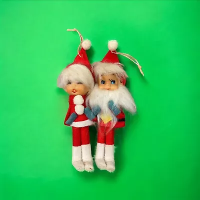 VTG Napco Knee Hugger Shelf Sitter Ornaments Elf Pixie Santa Mrs Claus Lot Of 2 • $39.97