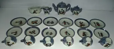 EX!MATCHING GRAPHICS:DISNEY1930's 24 PIECE MICKEY MOUSE LUSTERWARE CHINA TEA SET • $239.99