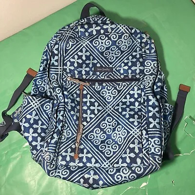 Vera Bradley - Grand Backpack Blue Backpack Floral Book Bag School Laptop Sleeve • $20
