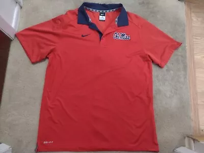 Ole Miss Rebels Nike Dri Fit Size Large Red Polo Golf Shirt • $17.99