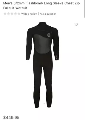 $299 • Buy Rip Curl Flashbomb Long Sleeve 3/2MM Wetsuit  - MT - Black Brand New Ships Free!