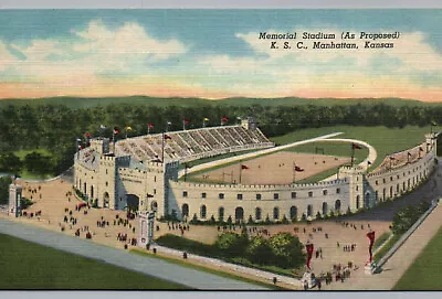 Manhattan Kansas Postcard East Memorial Stadium KSC State Wildcats Football KS • $4.69