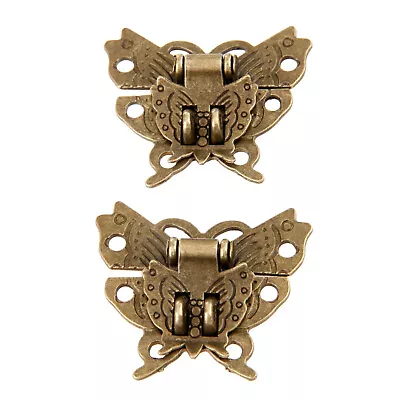 2pcs Antique Bronze Decorative  Butterfly Jewelry Box Clasp Hasp Latch W/ Screws • $6.04