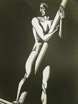 Rockwell Kent 1930 MAN ATOP MAST Vintage Art Deco Print Matted • $28