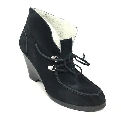 Women's Michael Kors Lace Up Wedge Ankle Boots Booties Shoes Size 9 Black Suede • $30.83