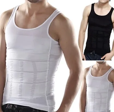 Compressed Men Slimming Vest Body Slimmer Chest Belly Waist Shirt UK Stock • £6.78