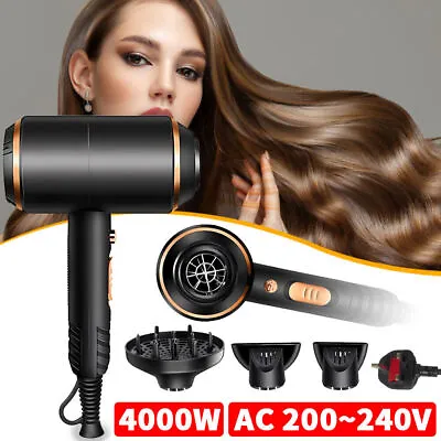 Professional Hair Dryer 4000W Fast Drying Ionic Hairdryer With Diffuser Hairdrye • £15.59