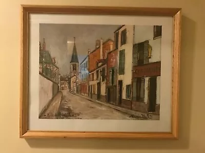 Vintage Maurice Utrillo Framed Lithographic Print  Eglise De Stains  • $49.95