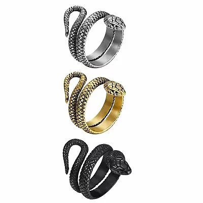 Unisex Stainless Steel Snake Stye Cocktail Party Statement Biker Ring Band #6-13 • $10.99