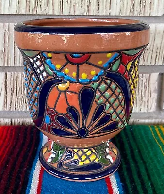 Lg Mexican Ceramic Flower Pot Planter Folk Art Pottery Handmade Talavera #6 • $26.95