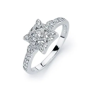 Sterling Silver Micro Pave Set CZ Stones Square Ring • $20.99
