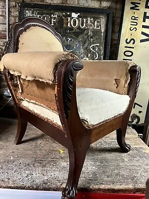 Antique Danish Throne Chair Deconstructed Back To Calico Re Upholstery Project • £60