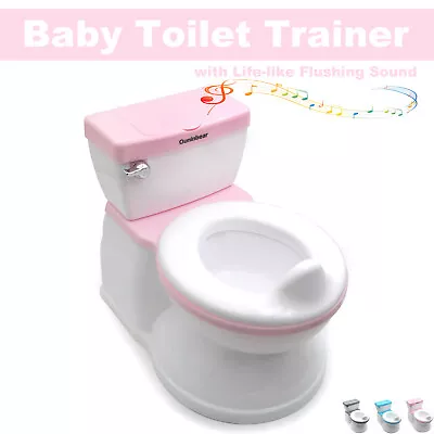 Pink Toddler Potty Training Toilet W/ Flushing Sound Handle Baby Chair Seat • £34.14