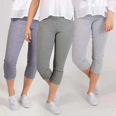 M&Co Womens Crop Capri Trousers Stretch Fit High Waist Smart Office 3 Designs • £12.99