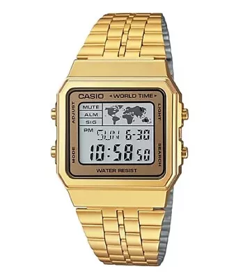 CASIO A500WGA-9 Gold Tone World Map Stainless Steel Band A500WGA9 • $97.99