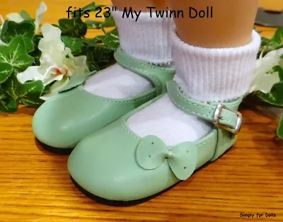 LIGHT GREEN W/Side Bow MARY JANES DOLL SHOES Fits 23  MY TWINN DOLL CLOTHES • $7.98