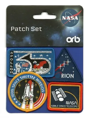 NASA Patch Set - 4 X Small Patches - Apollo 11 - Orion - Space Shuttle - Hubble • £6.99