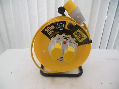 Masterplug 50m Cable Reel 110V 16A Thermal Cut-Out Twin Socket LVCT5016/2-MP • £50