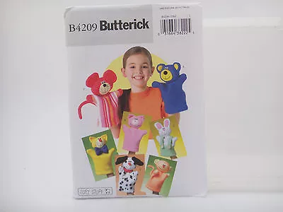 Butterick B4209 Hand Puppets Bear Pig Cat Dog Monkey Mouse Bunny Pattern • $8