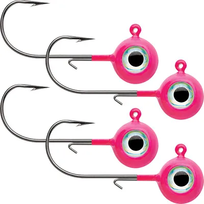 VMC Neon Moon Eye 1/4 Oz. 3D Holographic Jig - 4 Pack - Glow Pink • $11.25