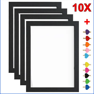 10 Pack Photo Frames 6x4 Multi Black Picture Frames Wall Mount Certificate Frame • £11.99