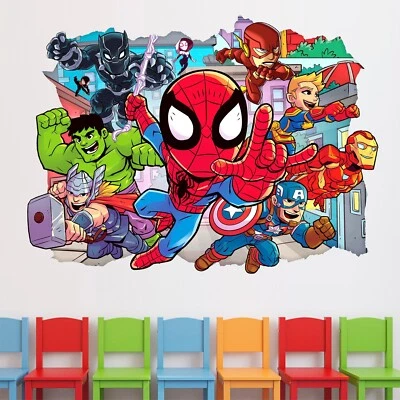 £3.99 • Buy SuperHero Wall Decal, Kids Superheroes Wall Sticker, Comics Removable Sticker