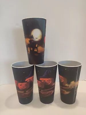 Halloween Lenticular 32 Oz Plastic Tumblers Set Of 4 Jack O'Lanterns Full... • $10