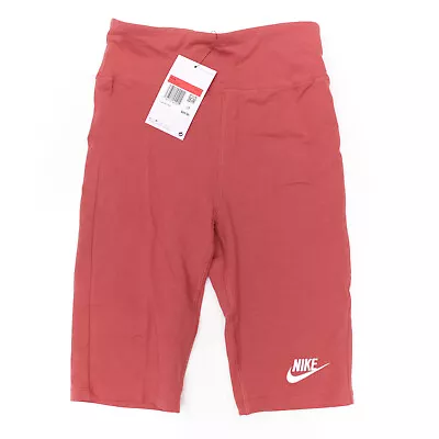 Nike Sportswear Big Kids Girls Tight Fit High-Rise 9  Bike Shorts Large Rust/Wht • $15