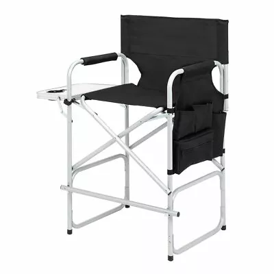 Tall Director Chair Makeup Folding Artist Chair Camping Chair With Side Table US • $68.89